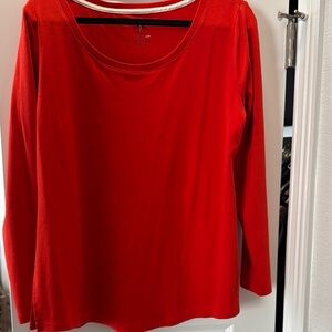 Isaac Mizrahi Vibrant Red Long Sleeve Top
